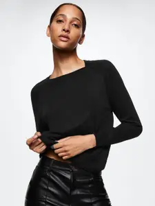 MANGO Women Black Solid Pullover