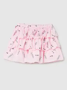max Girls Pink Printed Pure Cotton Skirt