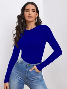 Dream Beauty Fashion Women Blue Solid Top