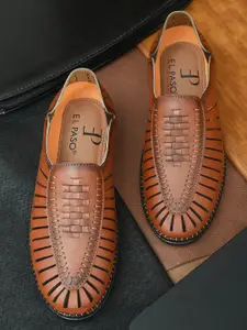 El Paso Men Tan Brown Shoe-Style Sandals