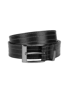 Ted Baker Men Black Striped Leather Belt