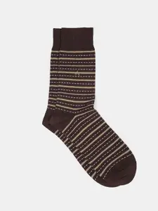 Arrow Arrow Men Brown Striped Above Ankle Cotton Socks