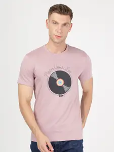 Lee Men Pink Printed Slim Fit T-shirt