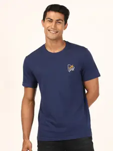Lee Men Blue Typography Printed Slim Fit T-shirt