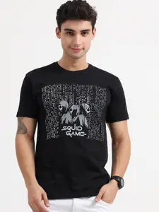 COOFT Men Black Printed Pure Cotton T-shirt