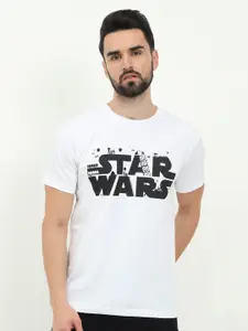 COOFT Men White Star Wars Printed Pure Cotton T-shirt
