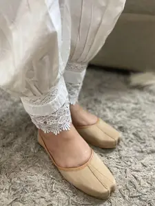 DESI COLOUR Women Beige Ethnic Mojaris Flats