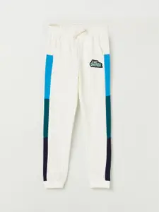 Fame Forever by Lifestyle Boys White Colourblocked Cotton Joggers