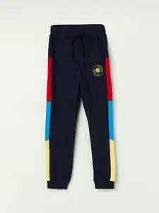 Fame Forever by Lifestyle Boys Navy Blue Colorblocked Cotton Track Pants