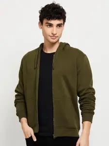 max Men Green Hooded Sweatshirt