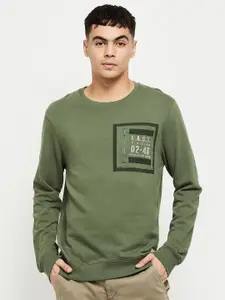 max Men Green Cotton Sweatshirt