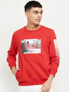 max Men Red Graphic Print Sweatshirt