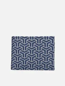 FOREVER 21 Men Blue & Off White Geometric Printed PU Two Fold Wallet