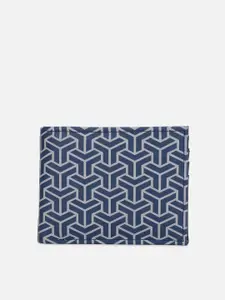 FOREVER 21 Men Blue & Off White Geometric Printed PU Two Fold Wallet