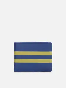 FOREVER 21 Men Blue & Yellow Striped PU Two Fold Wallet