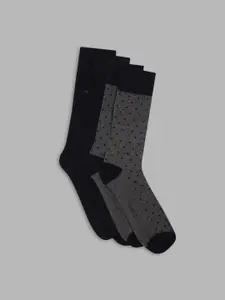 GANT Men Pack Of 2 Grey & Black Calf-Length Cotton Socks