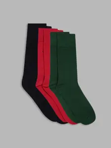 GANT Men Green And Red Pack of 3 Solid Cotton Above Ankle Length Socks