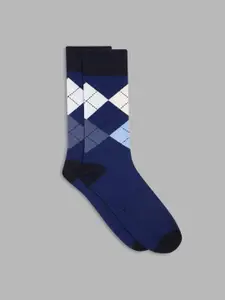 GANT Men Blue & White Patterned Cotton Above Ankle Length Socks