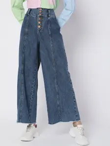 Vero Moda Women Blue High-Rise Heavy Fade Stretchable Jeans