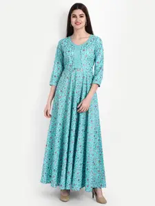 SUTI Turquoise Blue Floral Maxi Dress
