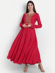 SUTI Women Red Ethnic Motifs Ethnic Maxi Dress