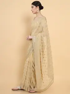 Soch Beige & Silver-Toned Floral Pure Georgette Saree