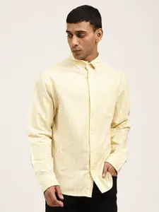 GANT Men Yellow Classic Cotton Striped Casual Shirt