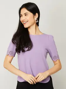 CODE by Lifestyle Women Lavender Puff Sleeves Top