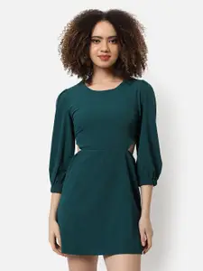 Campus Sutra Women Green Solid Mini Casual Dress