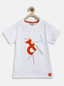 TALES & STORIES Boys White & Red Typography Printed T-shirt