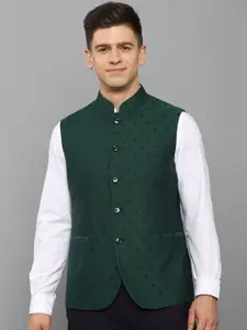 Allen Solly Men Green Woven Design Nehru Jackets