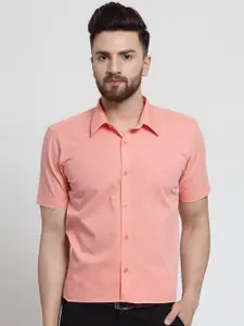 Purple State Men Peach-Colored Slim Fit Semiformal Shirt
