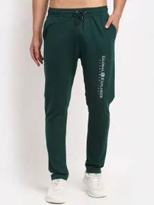 Club York Men Green Typography Straight-Fit Track Pants