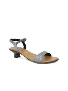 SOLES Women Gunmetal-Toned Kitten Sandals
