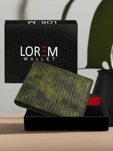 LOREM Men Green Textured Two Fold Wallet with SIM Card Holder