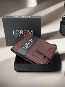 LOREM Men Maroon Textured Two Fold Wallet with SIM Card Holder