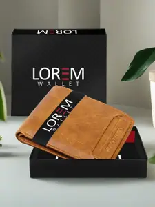 LOREM Men Beige Textured Two Fold Wallet