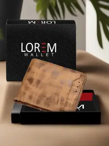 LOREM Men Brown Abstract Textured Two Fold Wallet