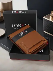 LOREM Men Tan Textured Two Fold Wallet with SIM Card Holder