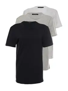 Trendyol Men Black & Grey Pack Of 3 T-shirt