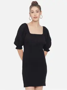 Trend Arrest Black Crepe Sheath Dress