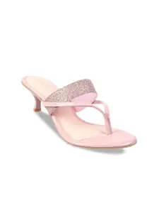 Metro Women Pink Embellished Kitten Heels
