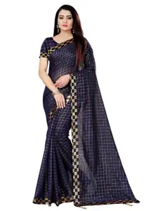 Indian Fashionista Blue & Gold-Toned Zari Lace  Mysore Silk Saree
