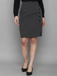 Allen Solly Woman Allen Solly Women Grey Self-Design Knee-Length Pencil Skirt