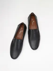 Louis Philippe Men Black Solid Formal Slip-On Shoes