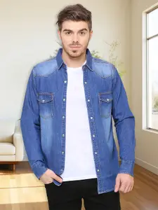 Southbay Men Blue Smart Slim Fit Faded Casual Shirt