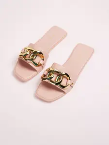 Ginger by Lifestyle Women Pink Embellished Open Toe Flats