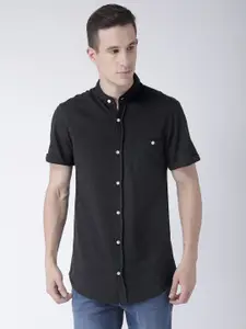 Club York Men Black Solid Standard Casual Shirt