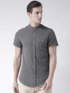 Club York Men Grey Standard Solid Casual Shirt