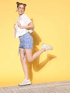 Berrylush Blue Floral Simply Mini Skirt